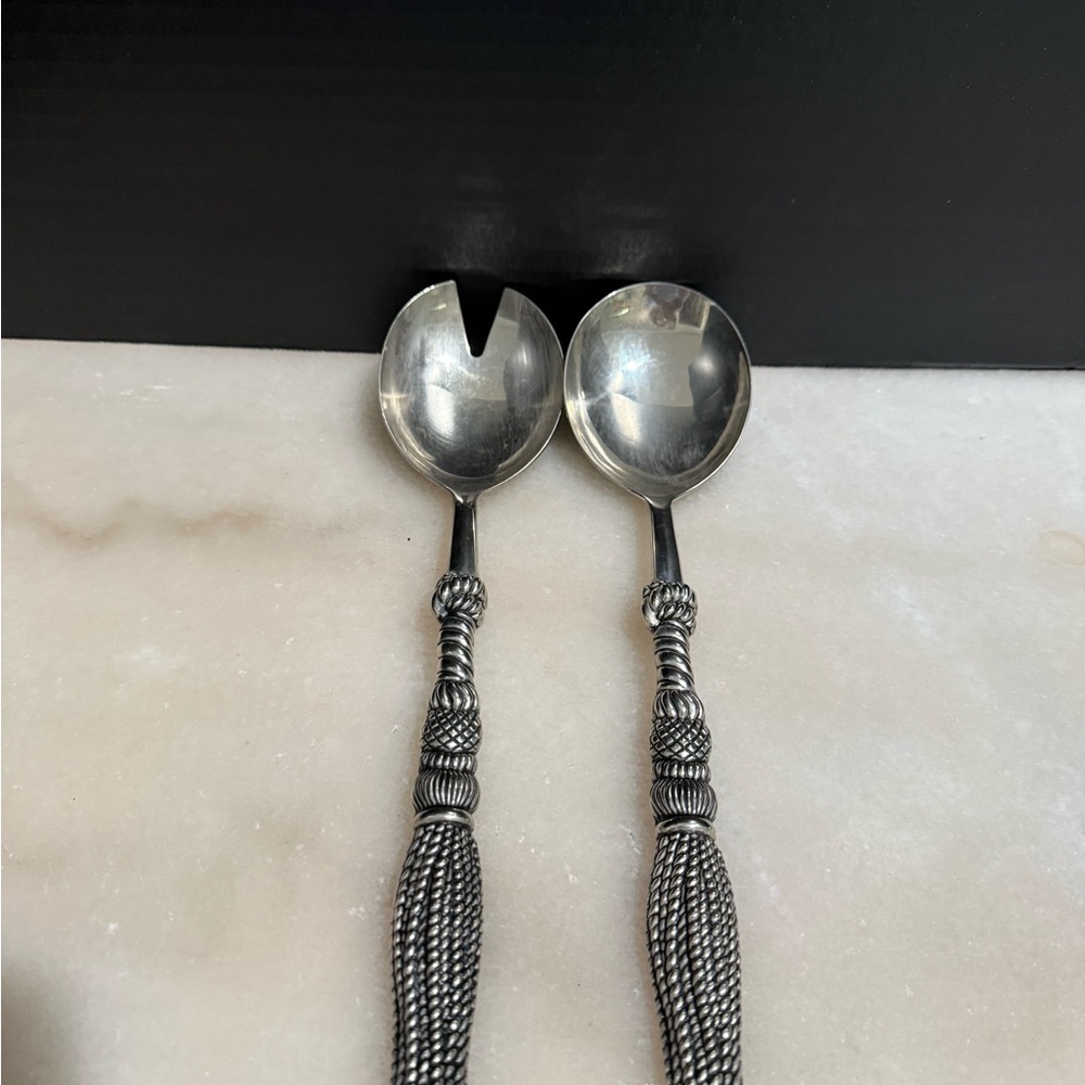 SALAD SERVING SET by Silea 10.75" long Silver Plated 2-piece Set